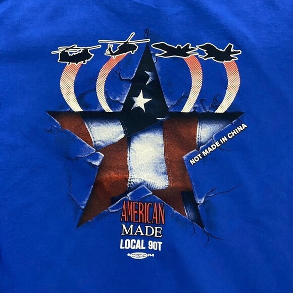 Union Made Vintage Chemical Workers Union American Tee Blue Men's Size XL - Picture 6 of 9